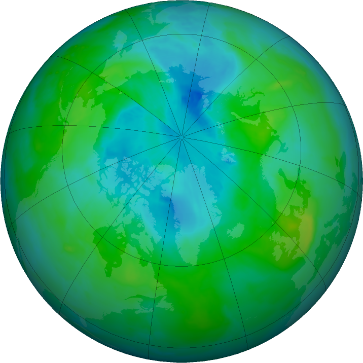 Arctic ozone map for 08 August 2011